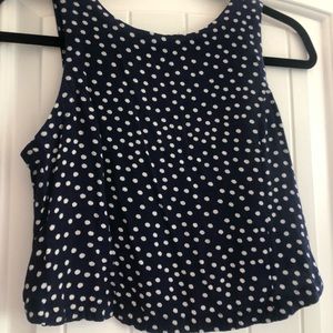 Dark Blue Polka Cropped Tank Top